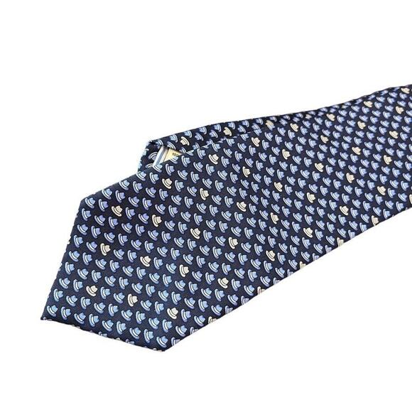 Jos A Bank Joseph 1905 Blue Fedora Hat Print Mens 100% Silk Necktie Neck Tie - Picture 12 of 15